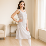 KURTIVERSE Women’s Poly Cotton Long Inner Slip Combo Pack of 2 with Side Slit | Black & Light Grey