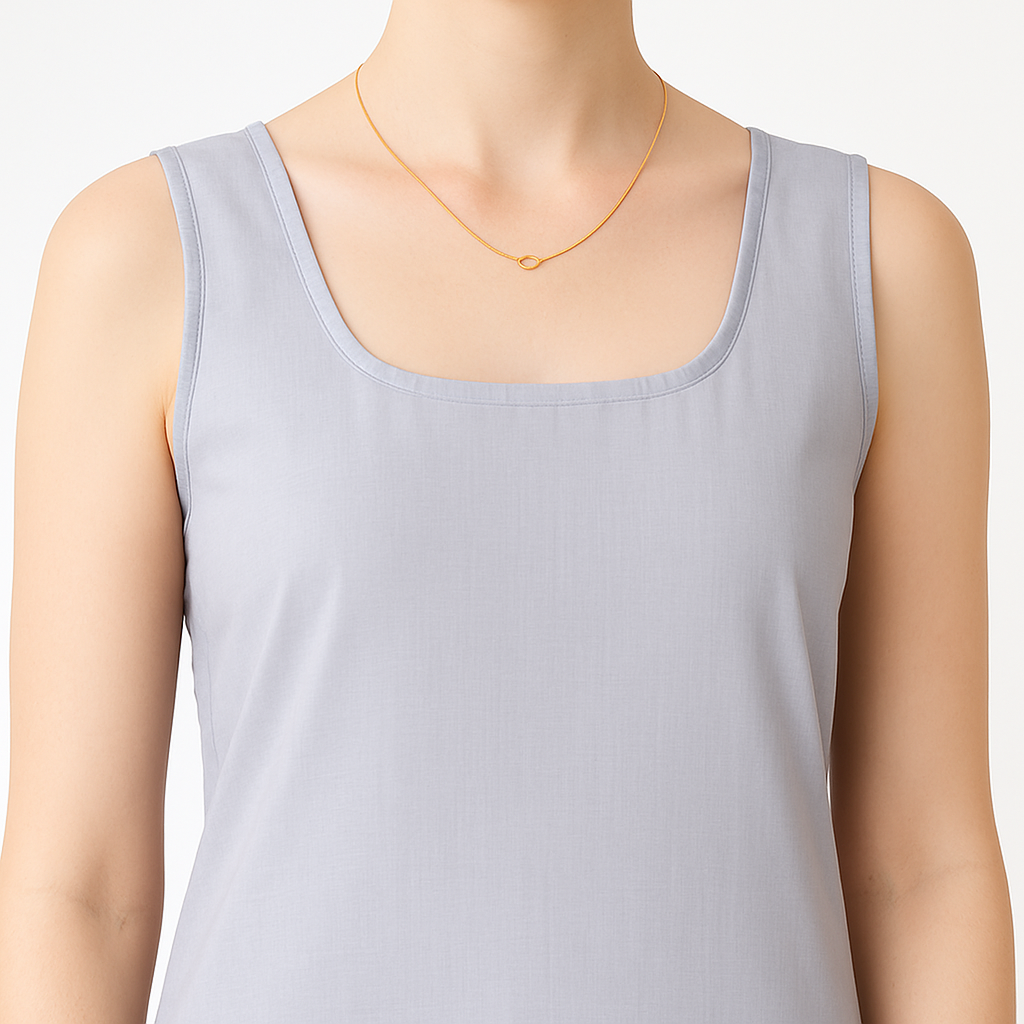 KURTIVERSE Women’s Poly Cotton Long Inner Slip Combo Pack of 2 with Side Slit | Light Grey & White