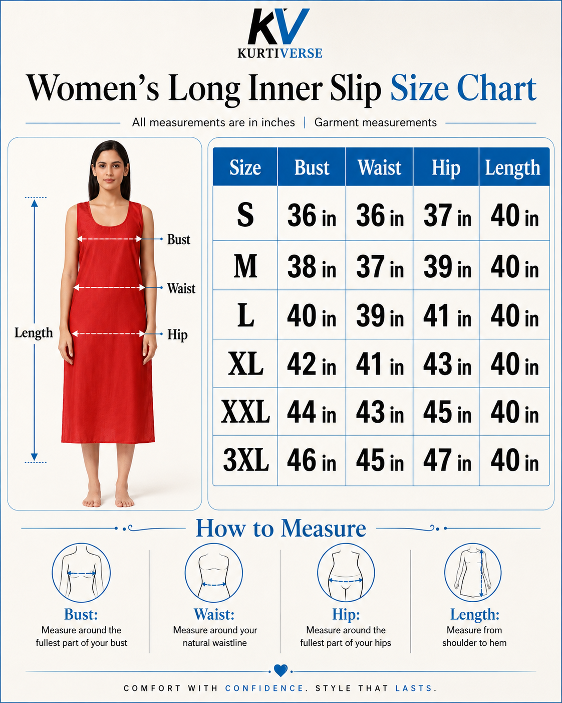 Women’s Cream 41-Inch Long Inner Slip – S–3XL