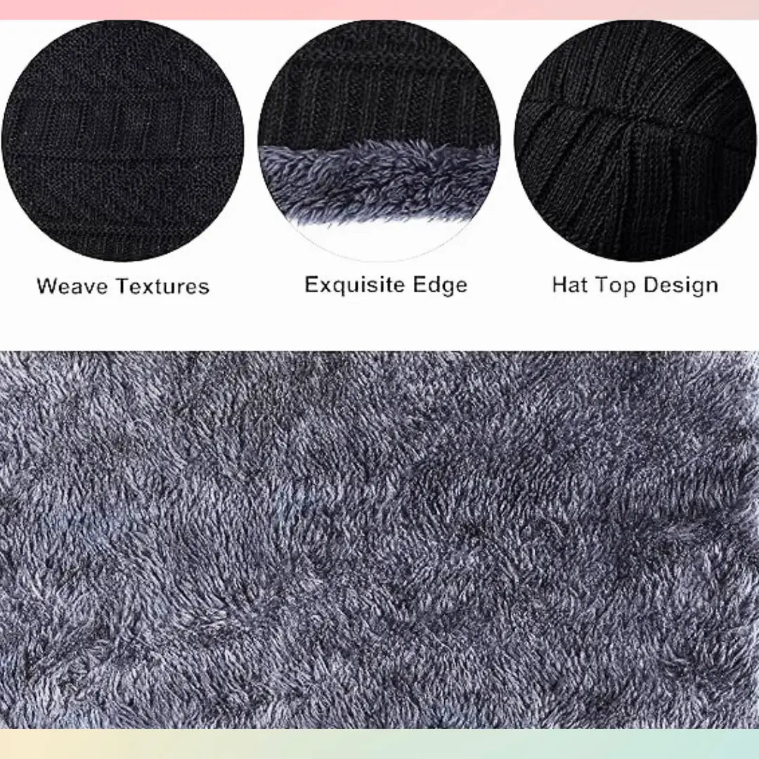 Men's Woolen Cap with Neck Muffler Set, Winter Cap and Neck Warmer Set - KurtiVerse
