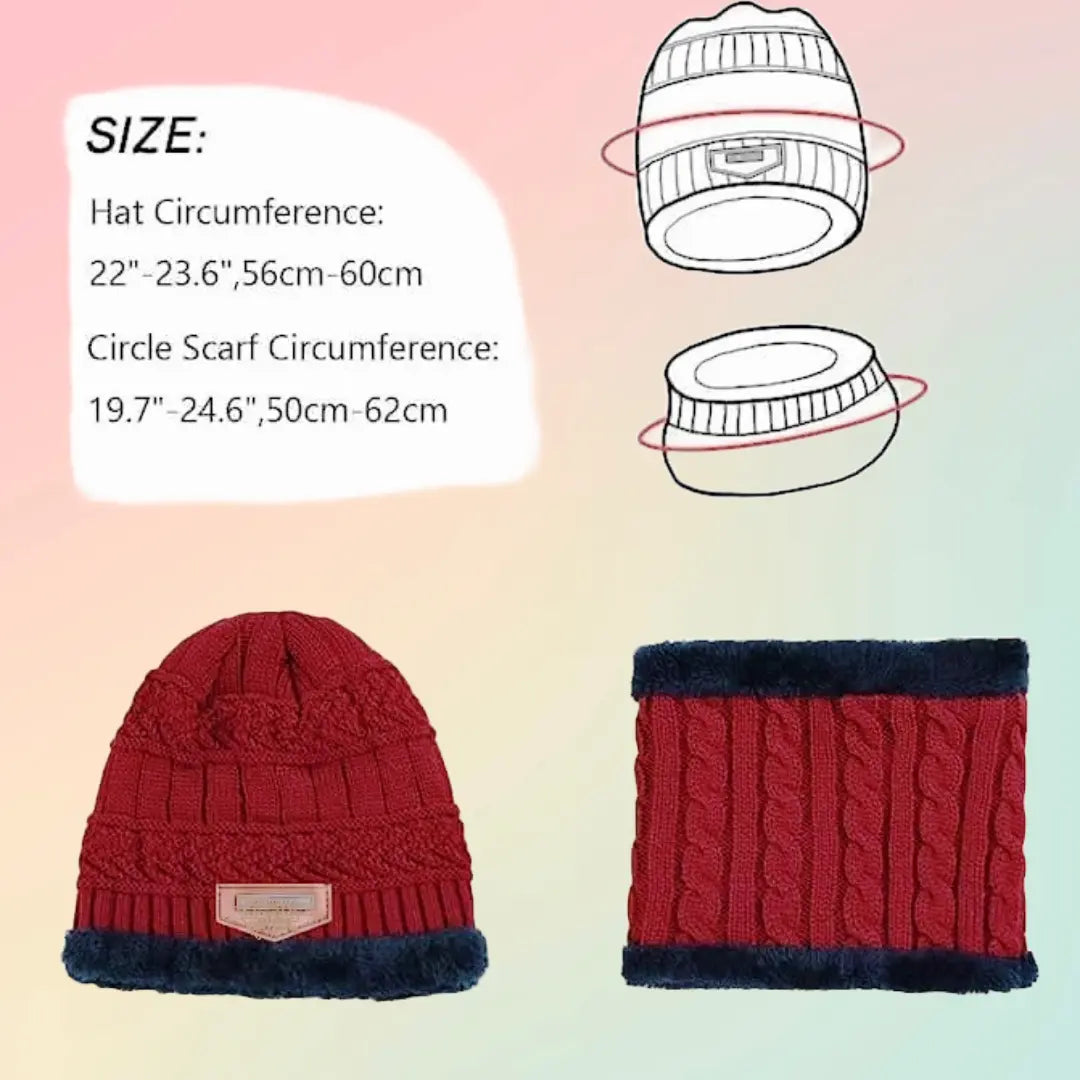 Men's Woolen Cap with Neck Muffler Set, Winter Cap and Neck Warmer Set - KurtiVerse