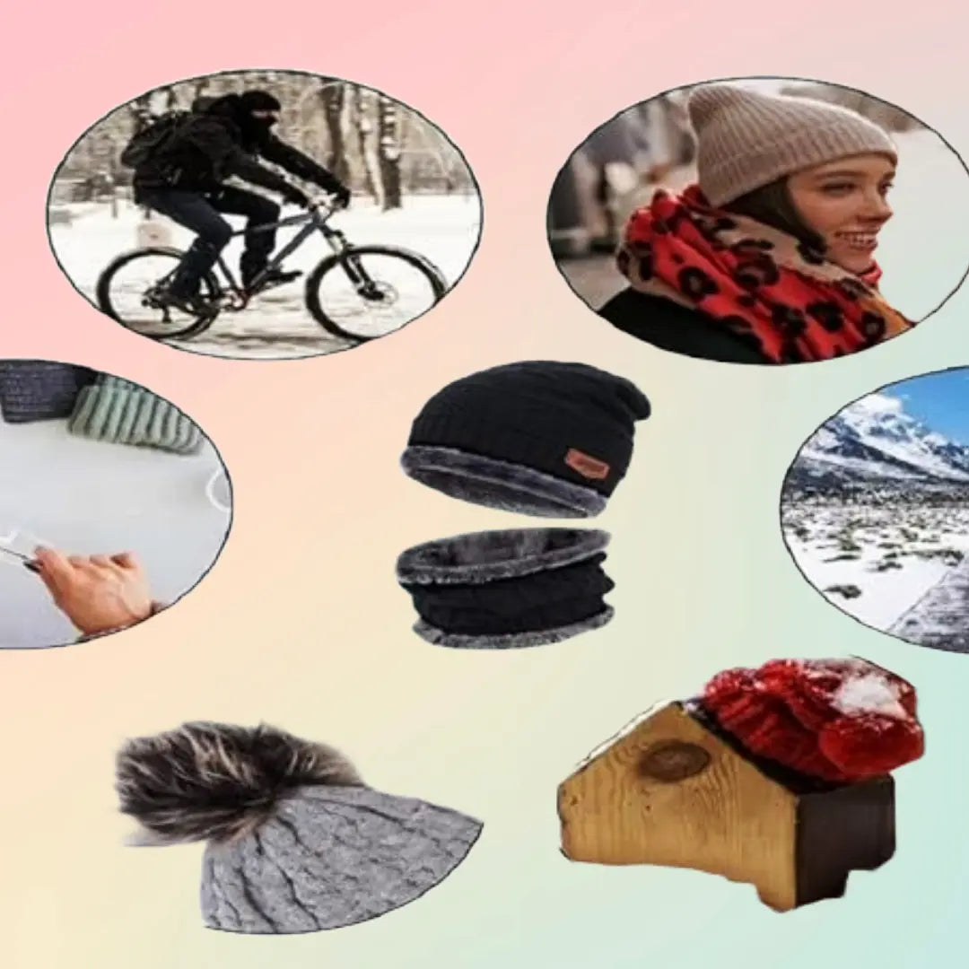 Men's Woolen Cap with Neck Muffler Set, Winter Cap and Neck Warmer Set - KurtiVerse