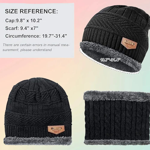 Men's Woolen Cap with Neck Muffler Set, Winter Cap and Neck Warmer Set - KurtiVerse