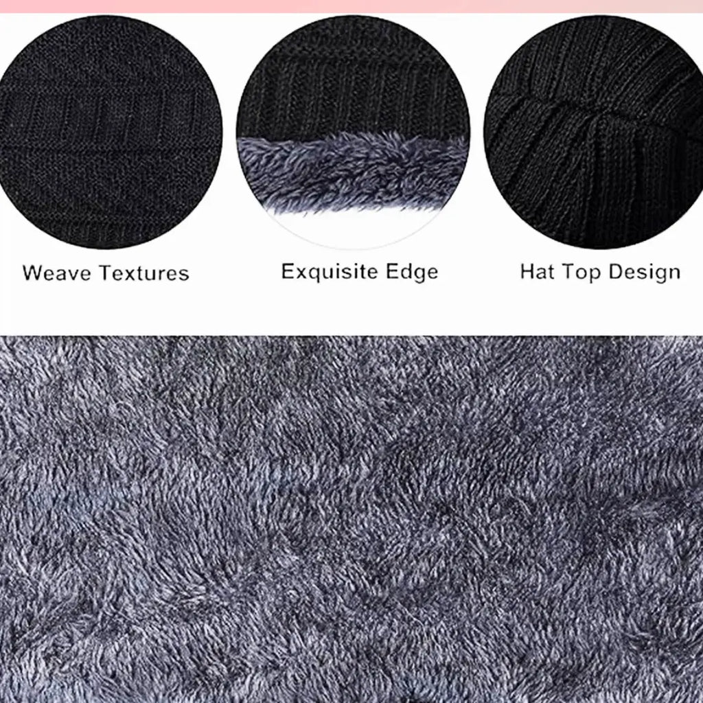 Men's Woolen Cap with Neck Muffler Set, Winter Cap and Neck Warmer Set - KurtiVerse