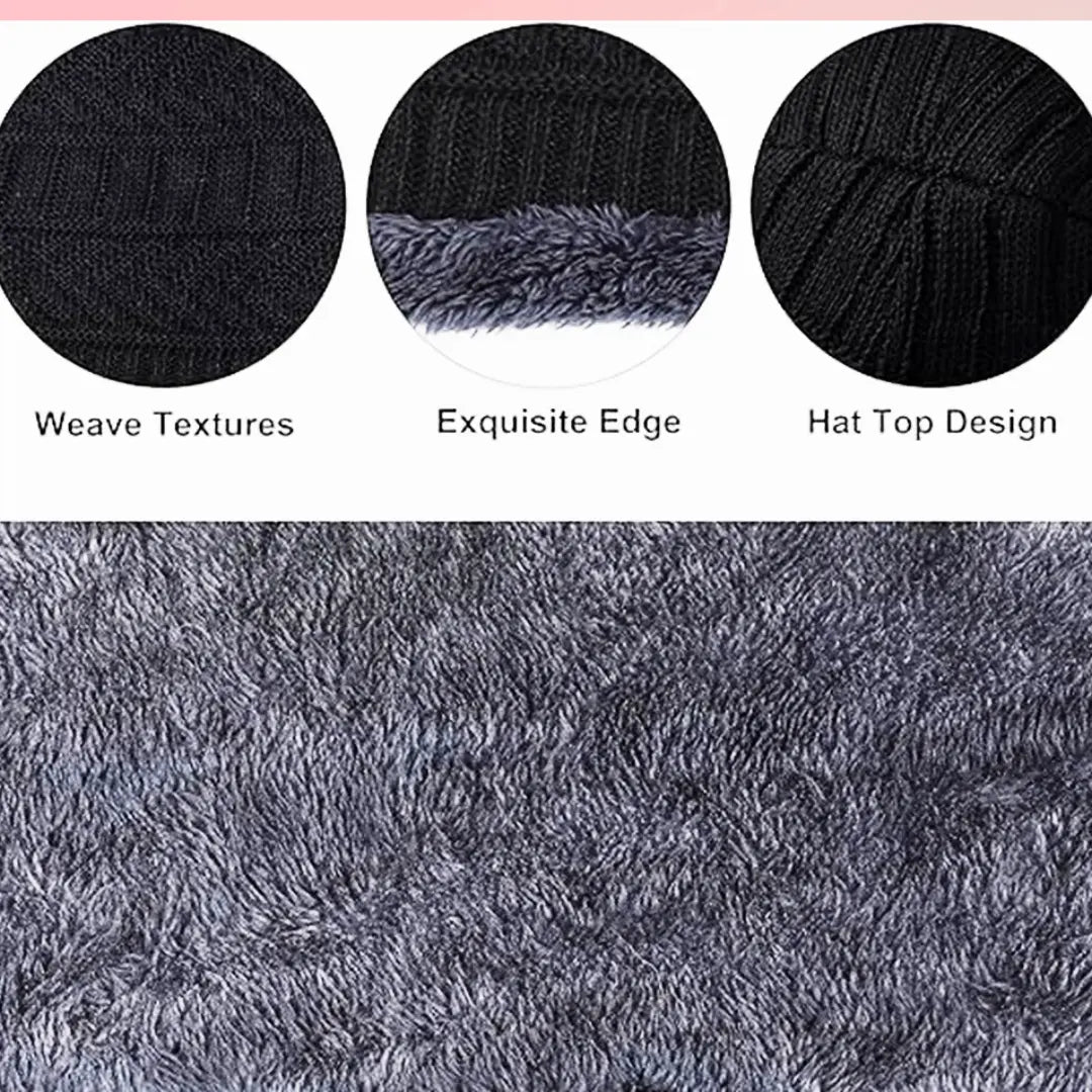 Men's Woolen Cap with Neck Muffler Set, Winter Cap and Neck Warmer Set - KurtiVerse