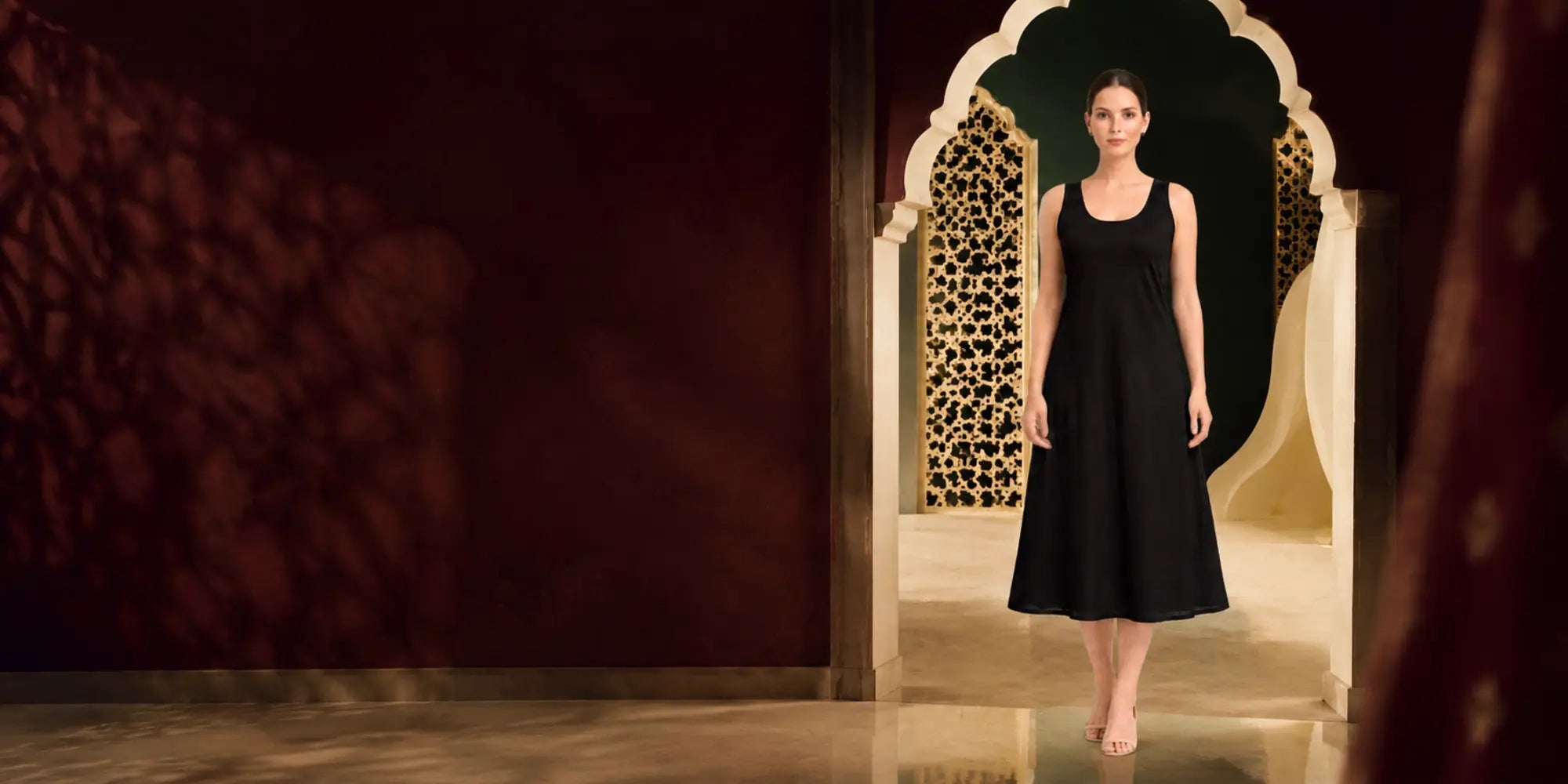 KurtiVerse 43-inch mid-calf black Anarkali A-line inner slip premium campaign